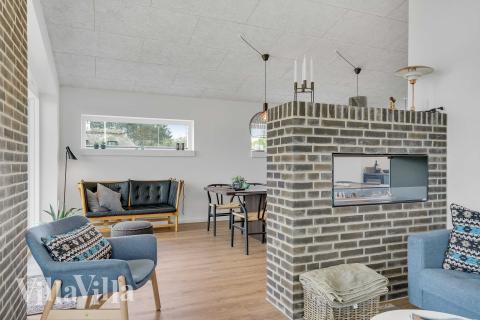 Sofahjørnet i luksushus 950 i Fyn og øer.