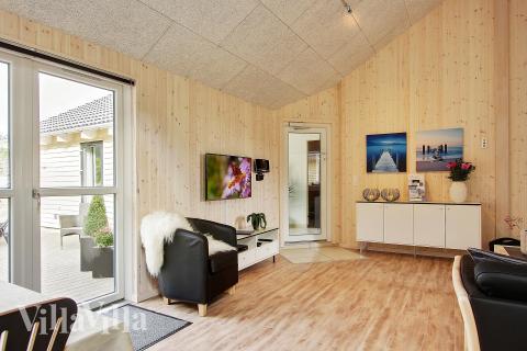 Sofahjørnet i luksushus 330 i Østjylland.