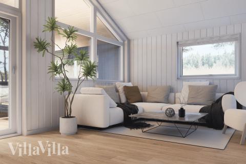 Sofaen i luksushus 947 i Vestjylland indbyder til brætspil eller at se en film sammen.