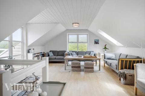 Sofahjørnet i luksushus 953 i Vestjylland.