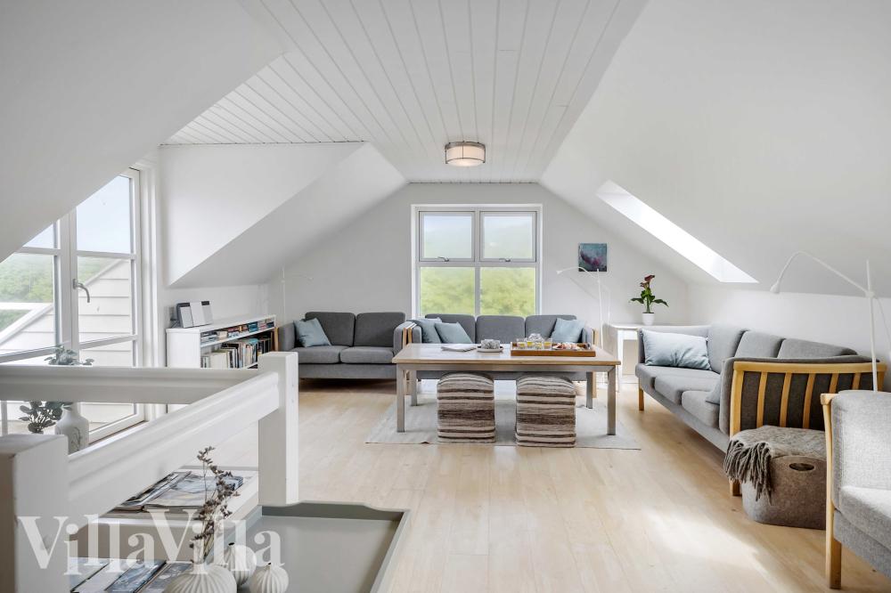 Sofahjørnet i luksushus 953 i Vestjylland.