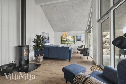 Sofahjørnet i luksushus 928 i Vestjylland.