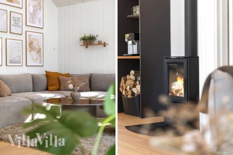 Sofahjørnet i luksushus 273 i Vestjylland.