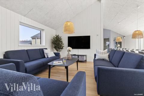 Sofahjørnet i luksushus 822 i Østjylland.