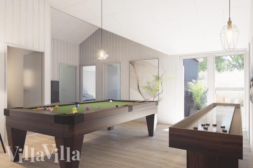 Ud over de mange timer, man kan bruge i husets pool-afdeling, så byder luksushus 958 også på billard/bordtennis og dart