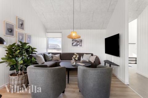 Sofahjørnet i luksushus 917 i Fyn og øer.