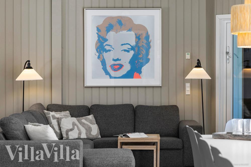 Sofaen i luksushus 351 i Nordsjælland indbyder til brætspil eller at se en film sammen.