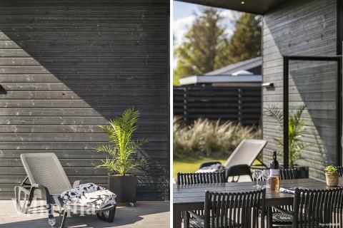 Stor terrasse ved luksushus nr. 977 i Nordjylland.