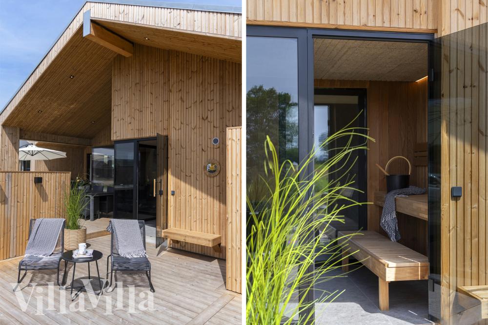 Luksushus nr. 975 har en dejlig terrasse med gode havemøbler til 16 personer.