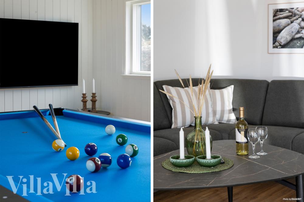 Sofaen i luksushus 669 i Nordjylland indbyder til brætspil eller at se en film sammen.