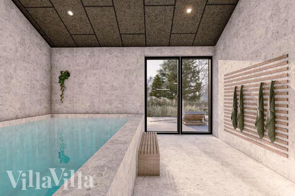 Sommerhus 1017 er indrettet med en lækker poolafdeling med vandrutsjebane, dejlig stor indbygget spabad og sauna